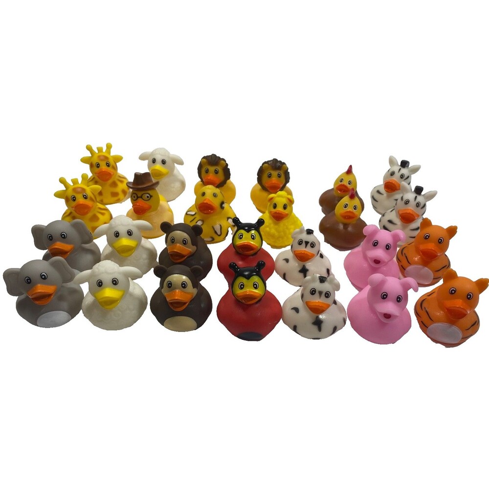 26Farm/Zoo Animal Rubber Duckies~Lot~Bath~Party Favor~Baby Shower~Gift~Duck Jeep